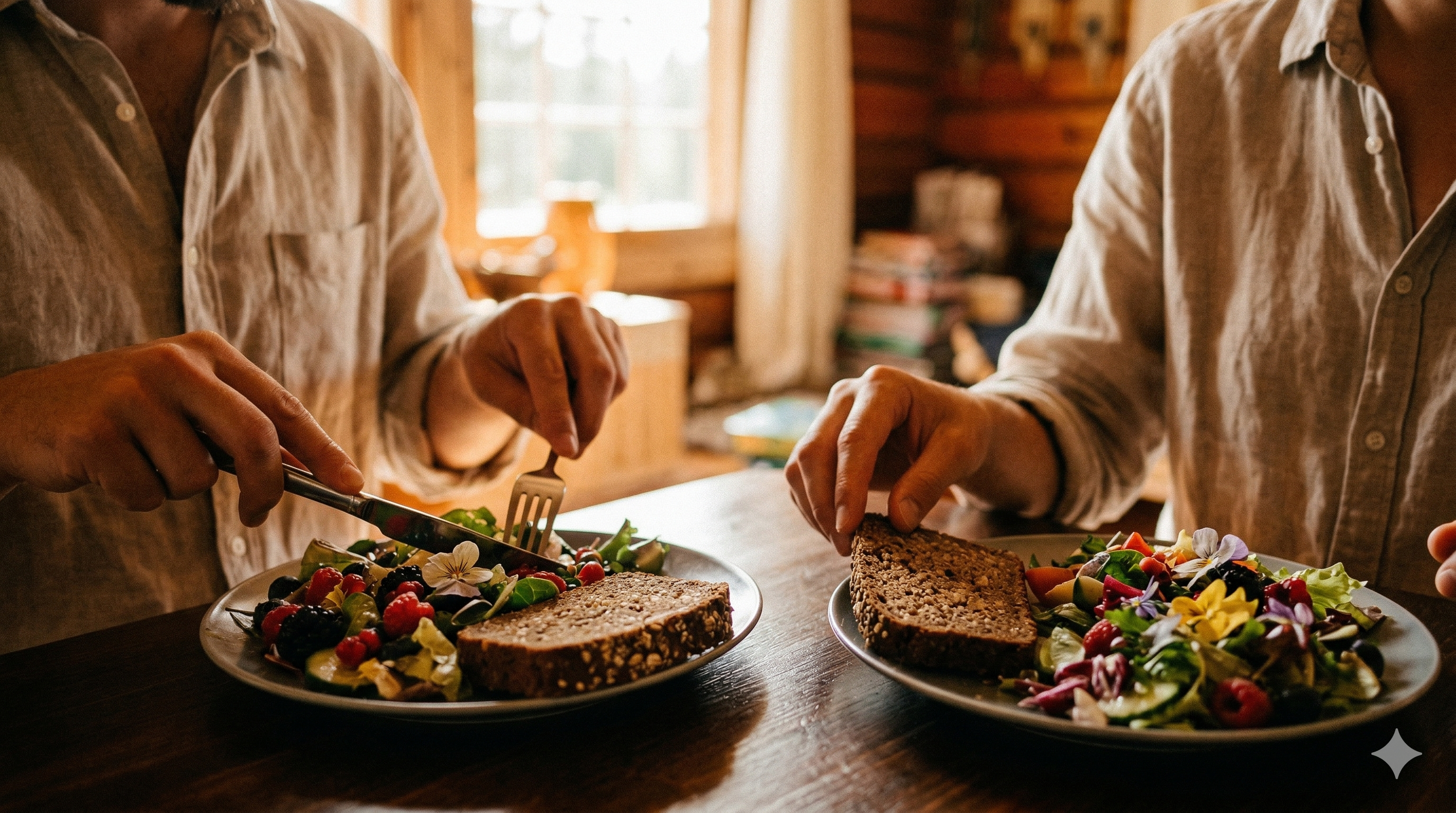 Ihmiset nauttivat ateriasta